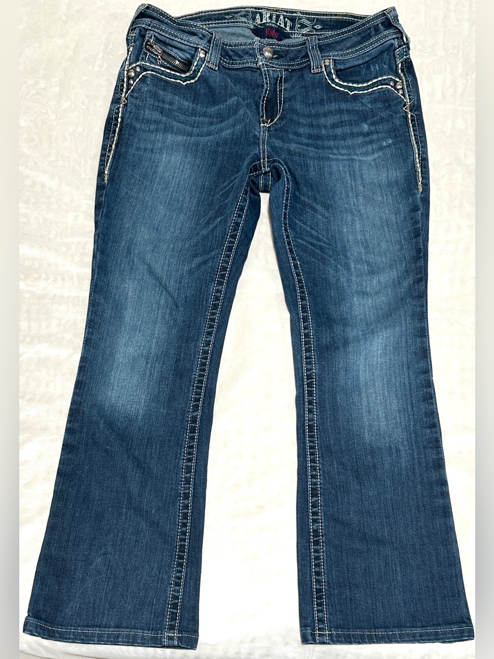 Ariat Blue Women's Boot Cut Jeans with Embroidered Pockets